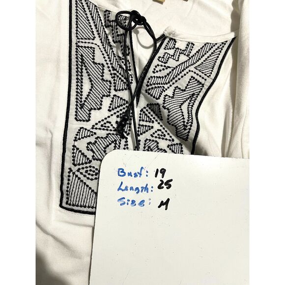 Democracy bohemian peasant shirt embroidered top soft casual comfy women M - Picture 4 of 4